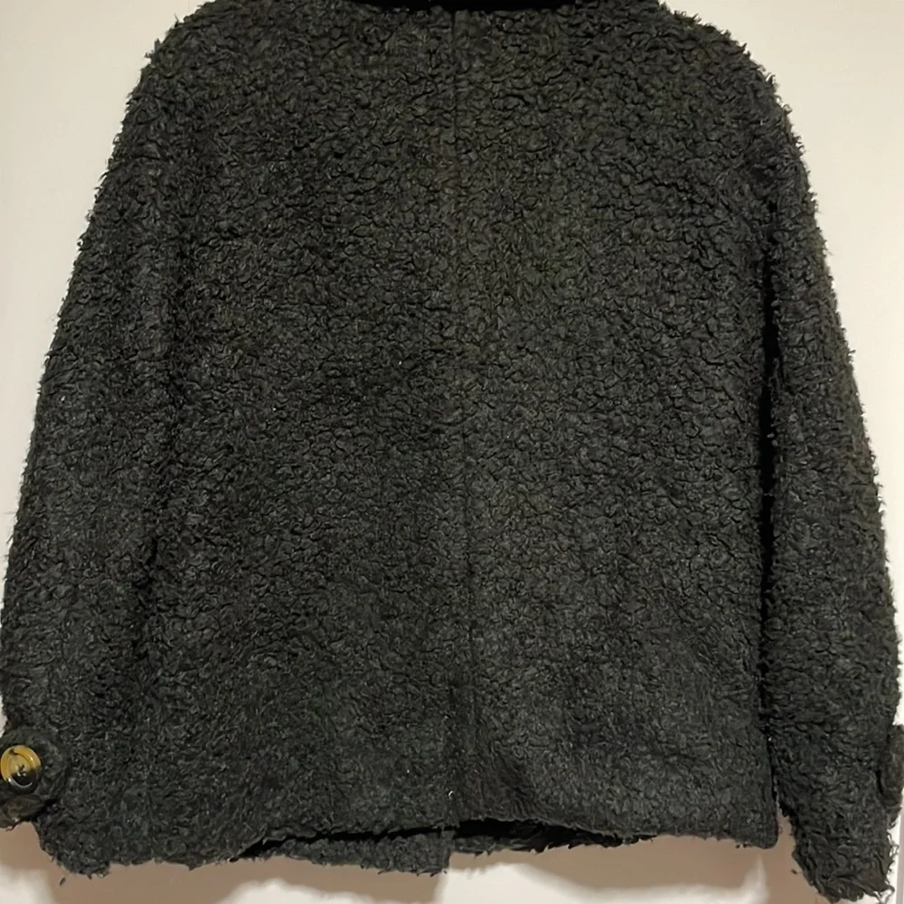 Free People so Soft Cozy Fuzzy Peacoat Coat Black Small XS
